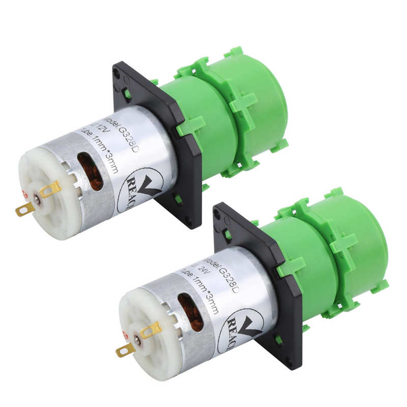 DC 12V 24V Dosing Peristaltic Water Pump Double Head Micro Liquid Circulating With 1X3mm Food Grade Silicone Tube