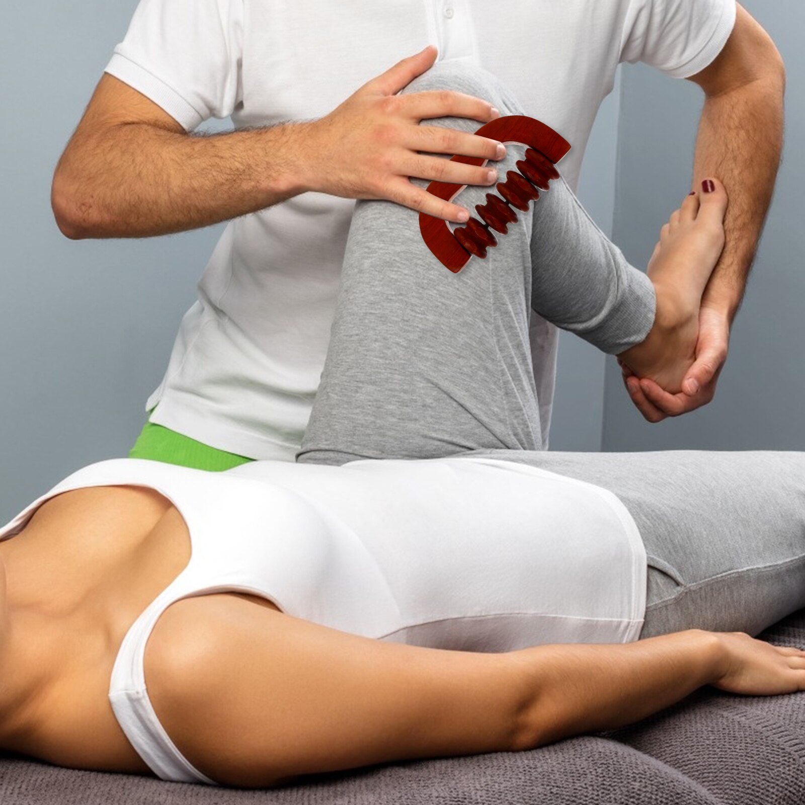 1 Pc Hand-held Muscle Massager Fitness Roller Muscle Roller (Wood Color)