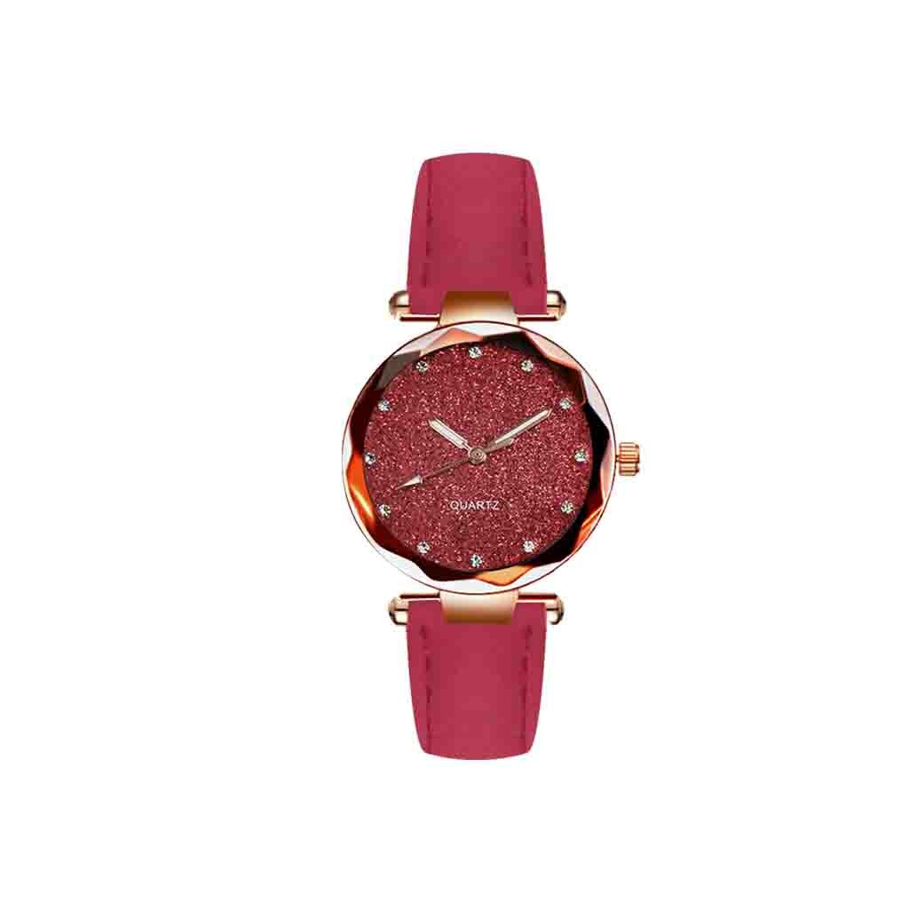 Dames Mode Strass Rose Goud Quartz Horloge Vrouwelijke Riem Horloge Ronde Dial Dress Klok Leisure Horloges Reloj Femenino #2: Rood
