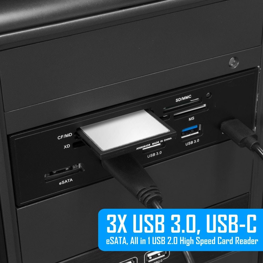 5.25 tommer pc-computer frontpanel all-in -1 multifunktionskortlæser med 3 porte usb 3.0,  usb 3.1,  esata, understøtter cf-kort