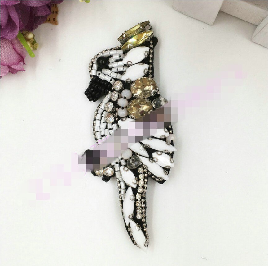 Vogel papegaai pailletten strass kralen broche patches applicatie naaien op kralen qpplique kleding schoenen tassen decoratie patch diy