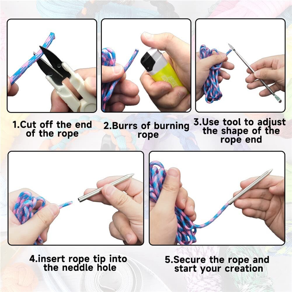 Paracord Bracelet Jig Wristband Maker Kit Adjustable Metal Weaving DIY Craft Maker 4" to 13" Knotter Tools With Paracord Needle