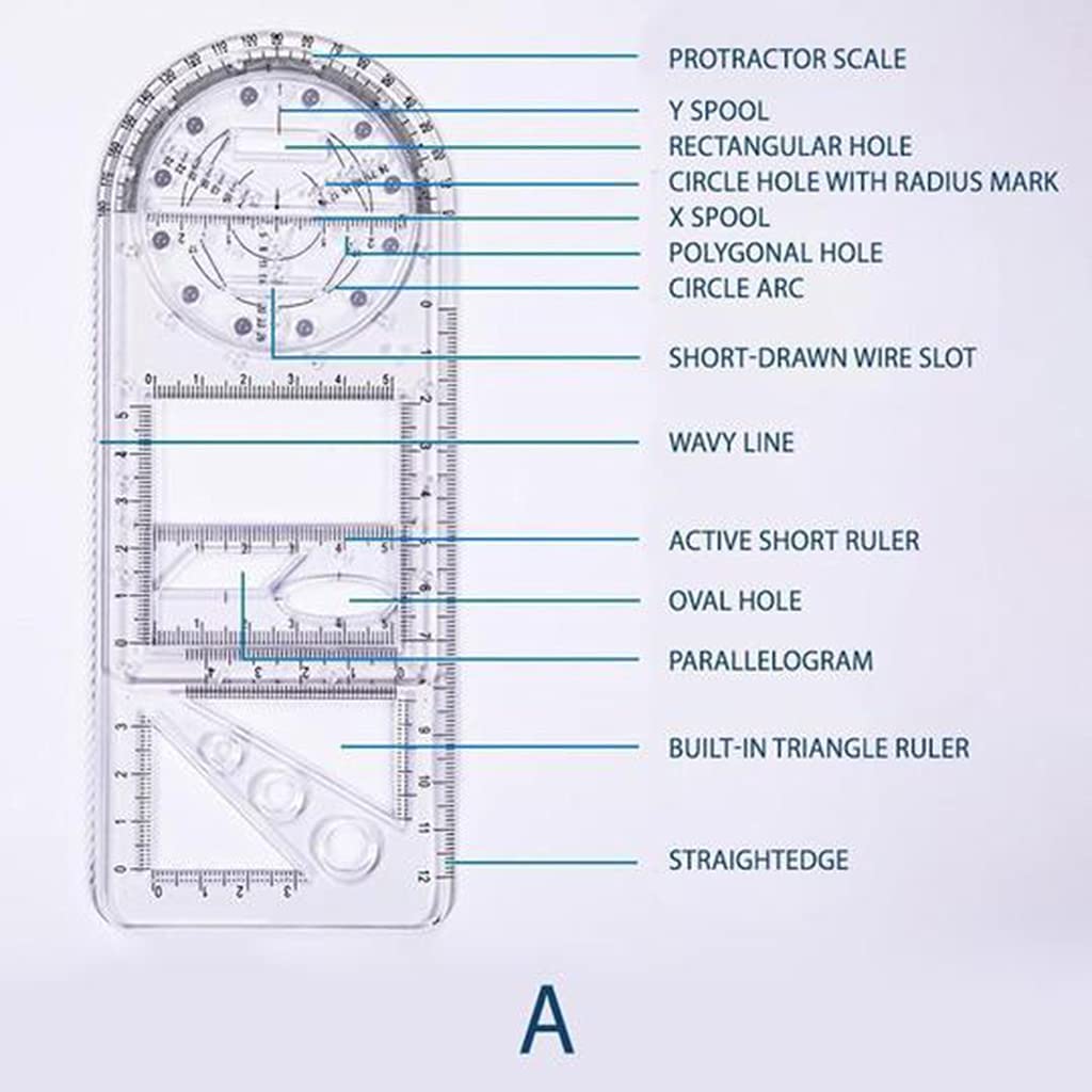 Multifunctional Geometric Ruler Geometric Drawing Template Measuring Tool For School Office Supplies