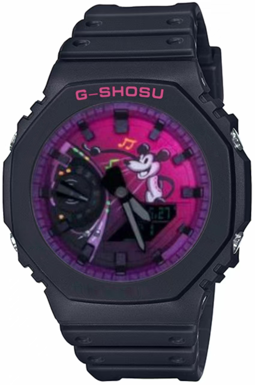 Electronic Digital Sports Unisex Watch World Time Full Function LED Dual Display DIY Dial Oak Series: Coffee