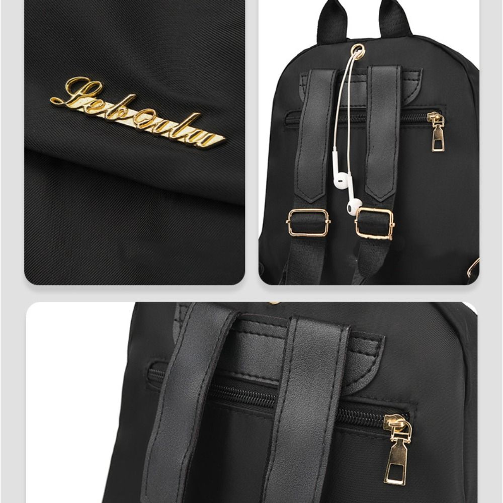 Zaini semplici neri di grande capacità Borsa da viaggio da donna Zaino per studenti Harajuku solido Zaino Oxford Borse unisex