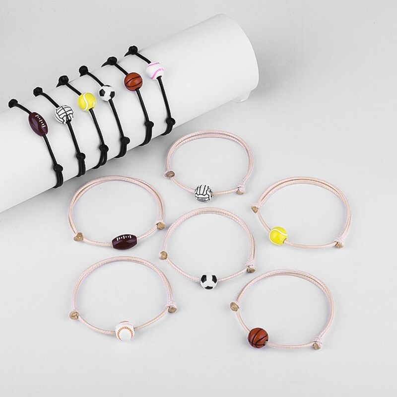 Bracelet à breloques pour garçon et fille, balle de Football, fil de cire, accessoires d&#39;équipe pour enfants, Bracelet d&#39;amitié pour Couples, bijoux pour hommes