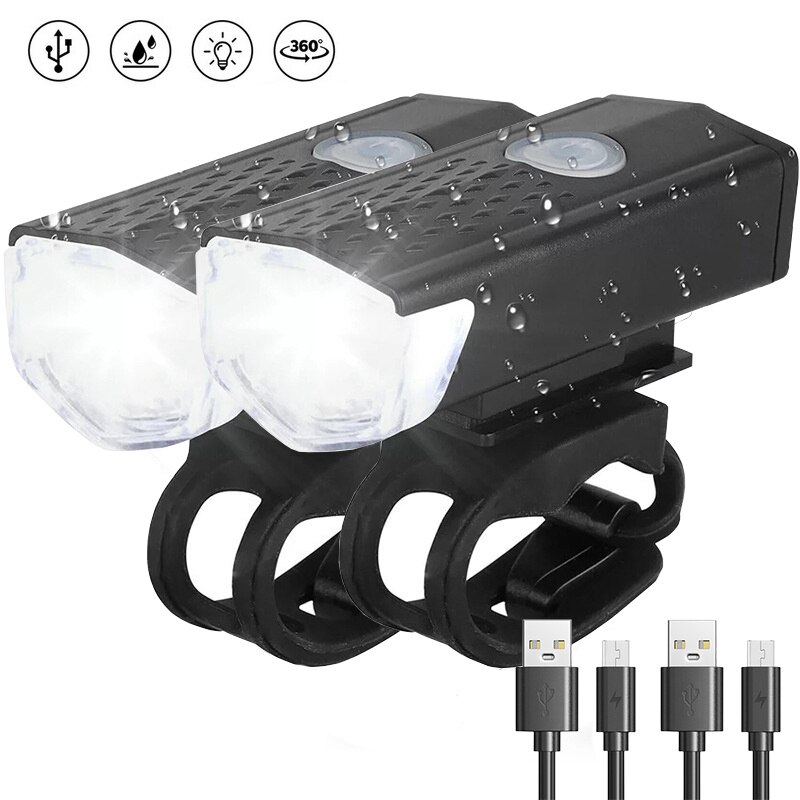 Luz da bicicleta usb led recarregável conjunto de farol à prova chuva ciclismo frente traseira lâmpada lanterna advertência da bicicleta