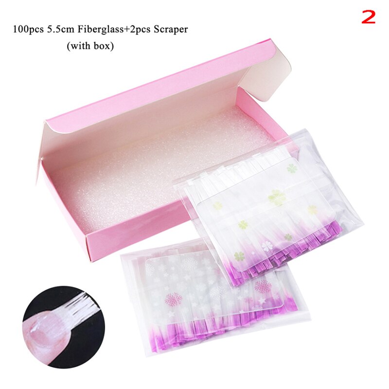 DIY Nagels Buiding Uitbreiding Tips 100PCS Manicure Glasvezel Nagel Vorm Voor Nail Zijde Uitbreiding Nail Art Glasvezel: 100pcs in 1 box