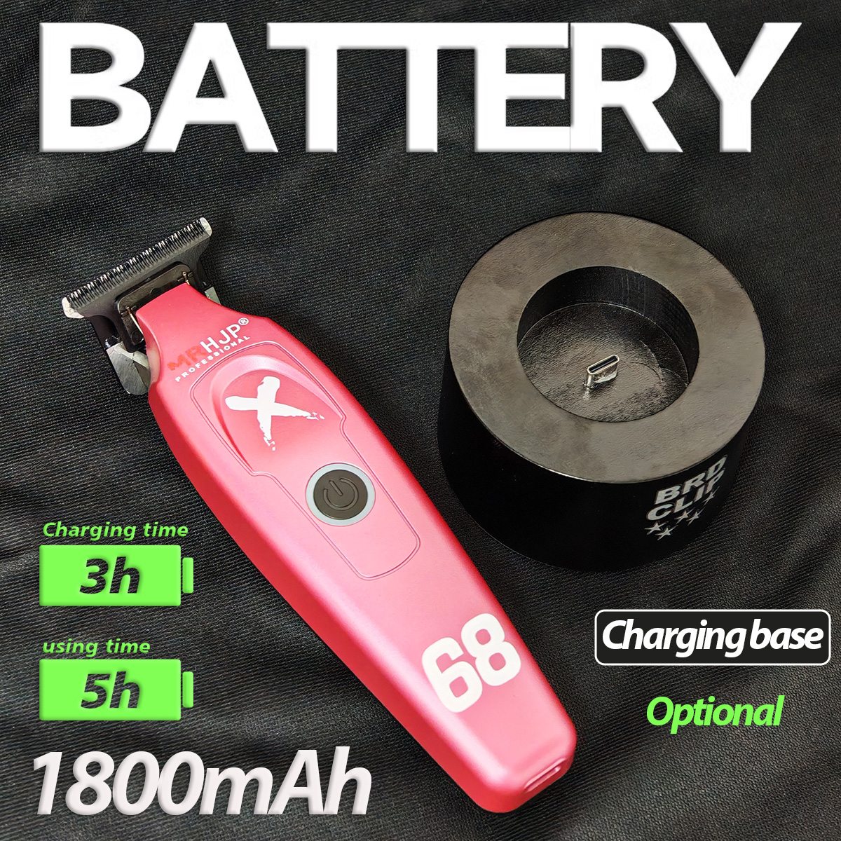 HJP D10 7000 rpm 1800 mAh Professionele heren Tondeuse 0 Afstand DLC Blade Hoge Snelheid Geluidsarme Tondeuse voor Kapper