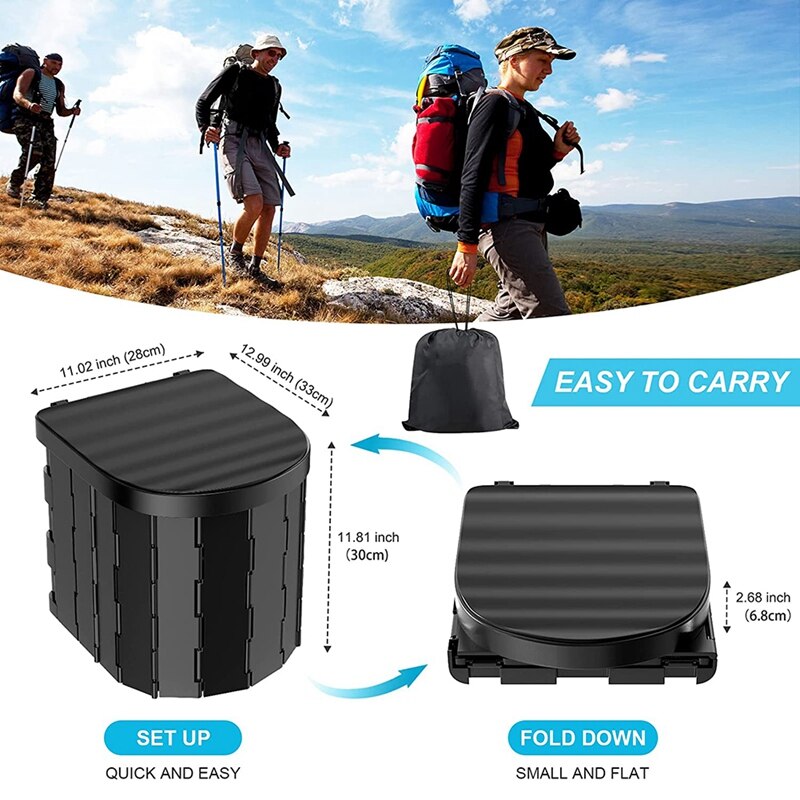 JFBL-inodoro portátil para acampada, orinal portátil plegable con tapa, impermeable, Porta orinal, Cubo de inodoro para coche