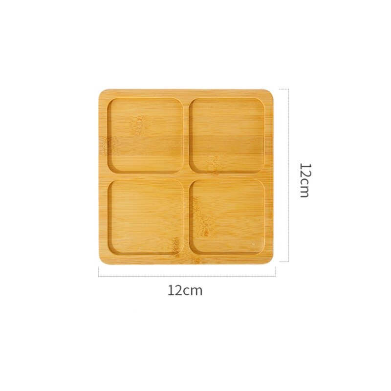 Bols en bambou naturel assiettes pour plantes succulentes Pots plateaux Base Stander décor de jardin décoration de la maison rond carré plateau artisanat: 7