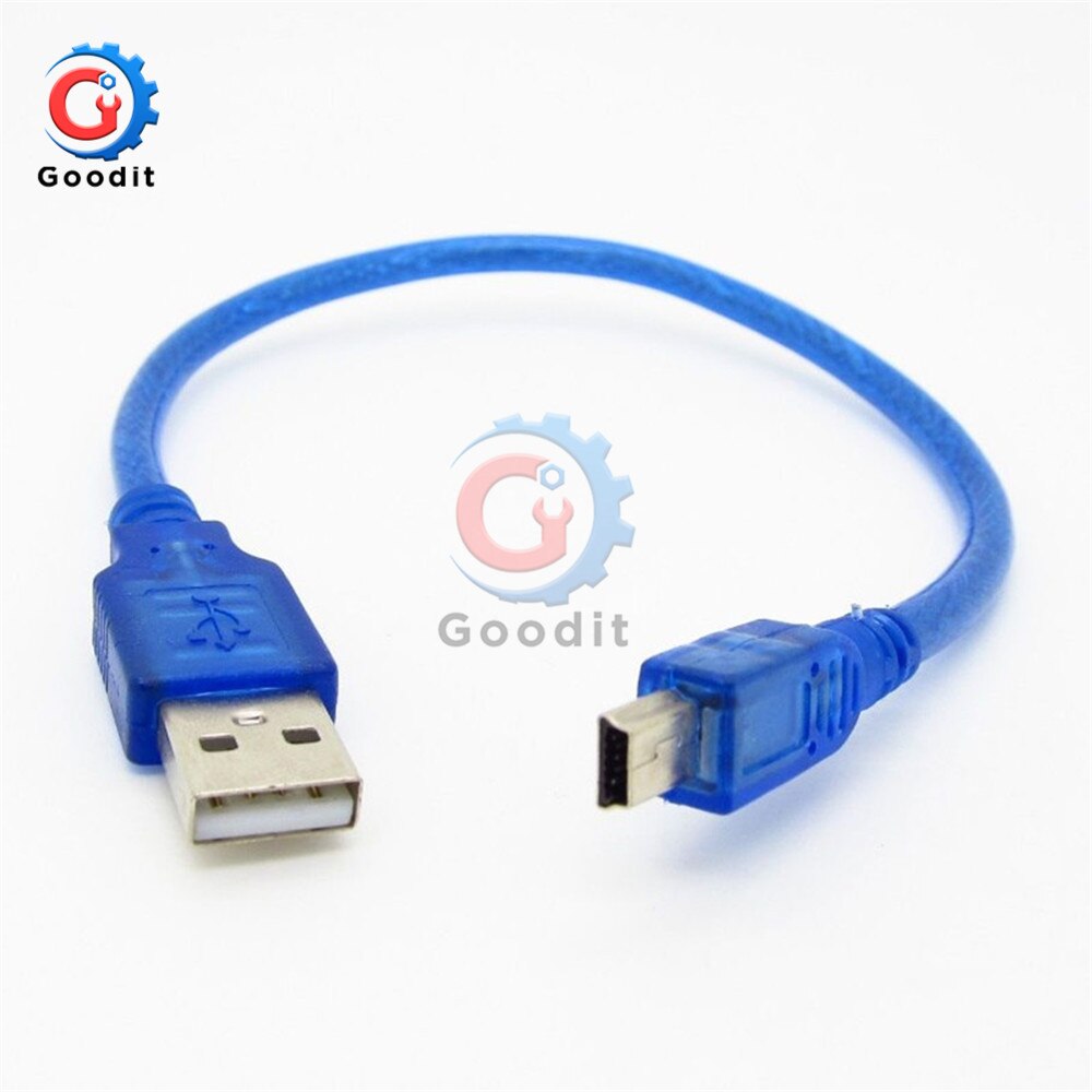 30cm USB 2.0 A Male To Mini B 5pin Male PC Data Cable Cord Leads for Arduino MCU Nano 3.0 Pro Also for Old Mobile Phone