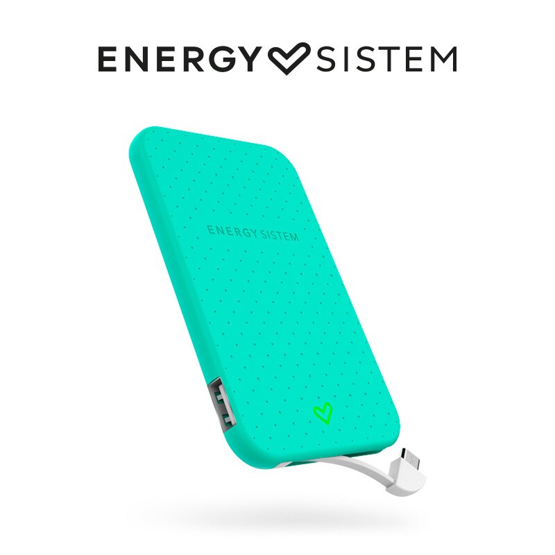 Batteria aggiuntiva 2500 menta (2500 mAh per smartphone, cavo ultradelgado y ultradelgado integrado): menta