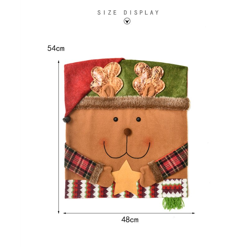 54 x 48 cm juledekoration stolebetræk blødt flannel stof santa snemand elg skammelmåtte til hjemmefest spisestue