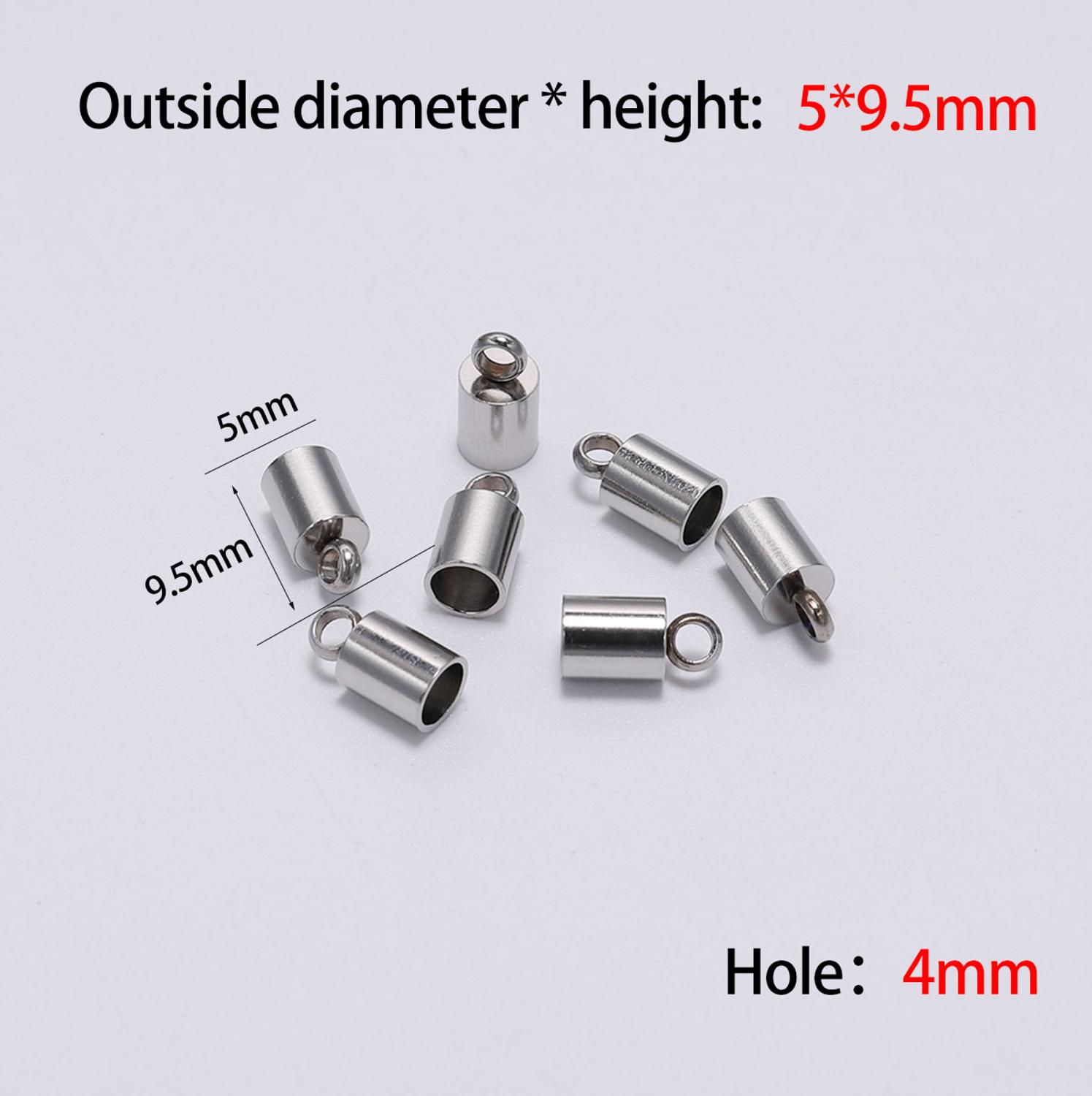 10 stk/parti rustfrit stål endehætte passer 2 3 4 5 6 7 8 10mm kvast lædersnor ende krympehætter til smykkefremstilling gør-det-selv-armbånd: 4mm