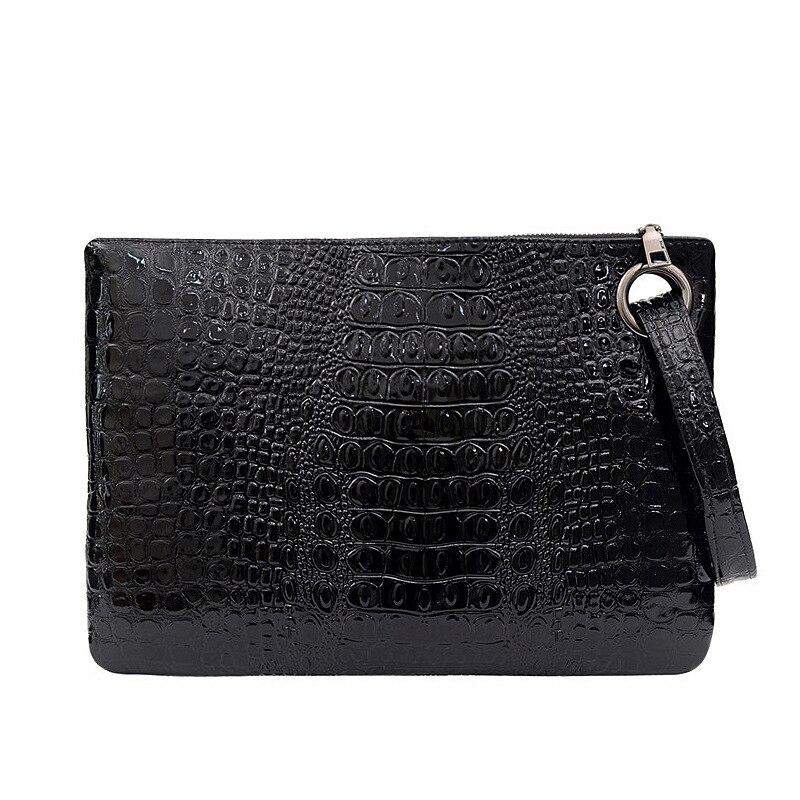 Yogodlns Crocodile Grain femmes pochette en cuir PU femmes enveloppe sac pochette sac de soirée femme embrayages sac à main: Black