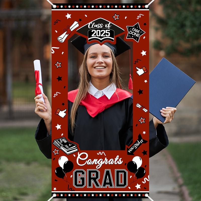 Accesorios para fotomatón de graduación de 2025, pancarta con marco para celebraciones de graduación de la clase de 2025, decoración, fondo de fotografía, suministros para fiestas