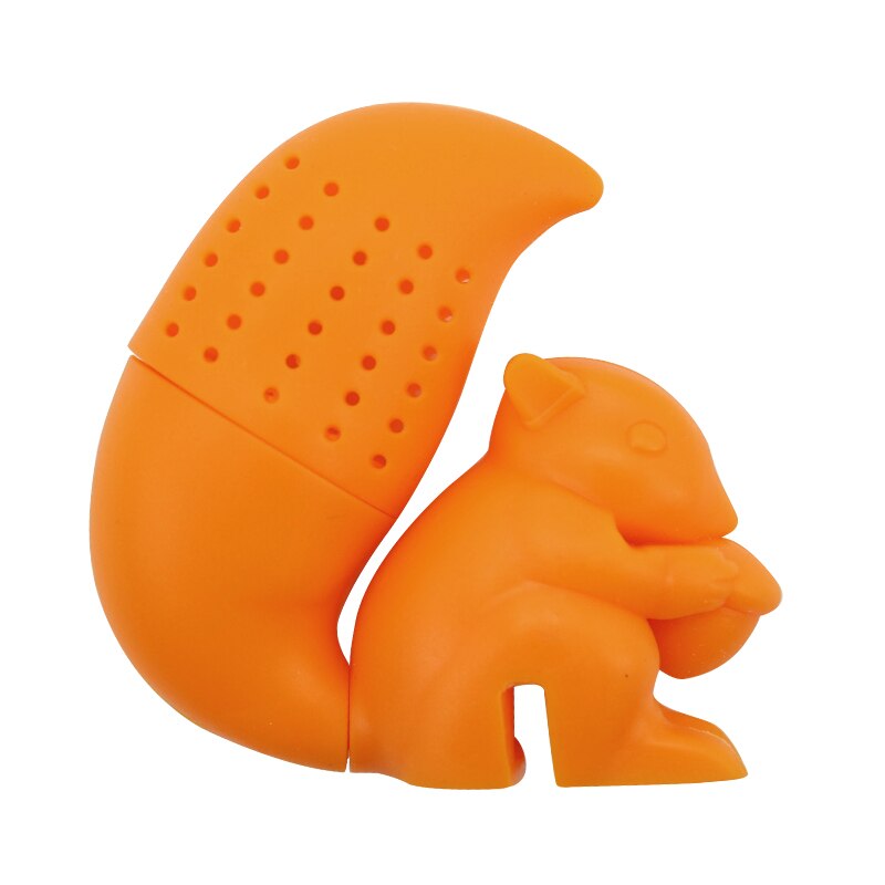 Tea Infuser Silicone Cute Squirrel Shape Tea Coffee Loose Leaf Strainer Bag Filter Teapot Accessories Tea Bags Drinkware: Orange