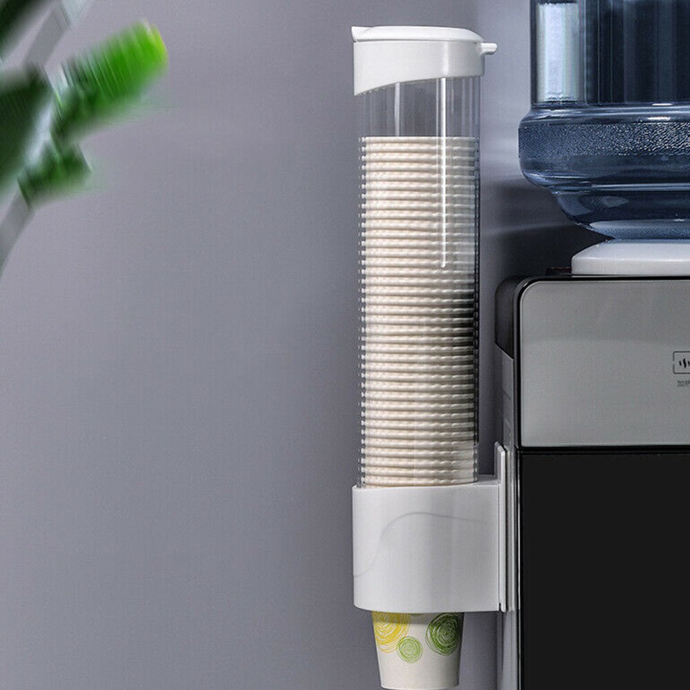 1 Uds. Caja de almacenamiento de vasos desechables organizador sin perforaciones vasos de papel para colgar en la pared caja de almacenamiento de plástico para fuente de bebida