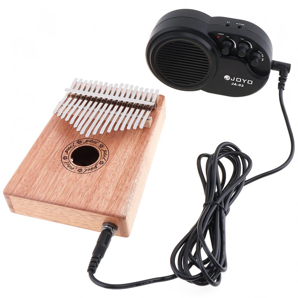 Thumb Piano 17 Key Electroacoustic Kalimba Solid Mahogany with Amplifier Mbira Natural Mini Keyboard Instrument