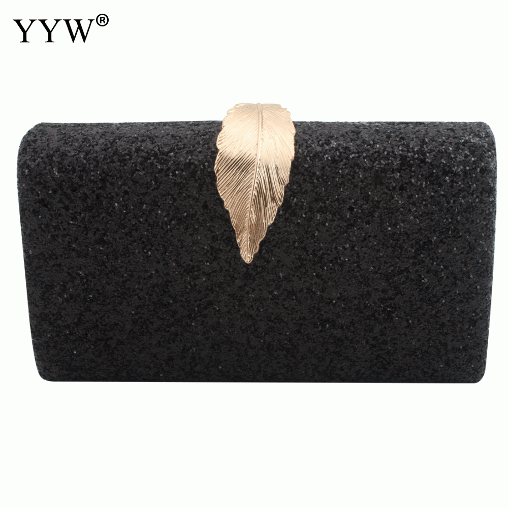 Paljett crossbody bag for kvinner kveld clutch vesker kvinnelige mini party clutches veske med kjede rektangel skulderveske: Svart