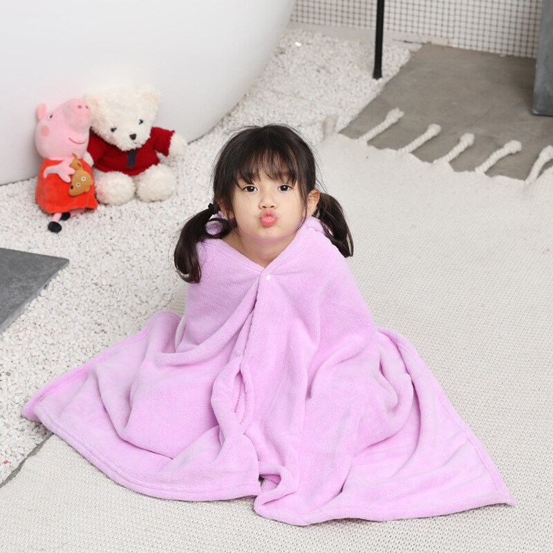 Toalla de baño con capucha para bebé, albornoz suave de lana de Coral para recién nacido, manta de absorción de agua infantil, Animal de dibujos animados: rabbit purple