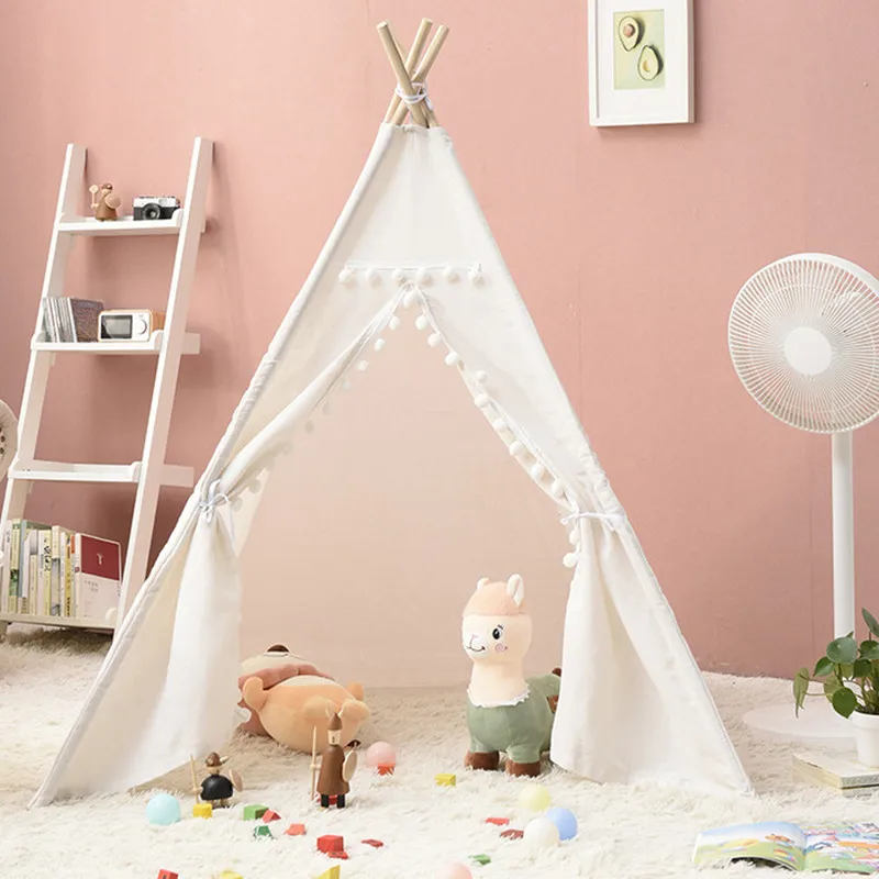 Portable Kids Tent Teepee Tent For Children Tipi Infantil House For Girl Cabana Boy Tents Decoration Carpet LED Lights