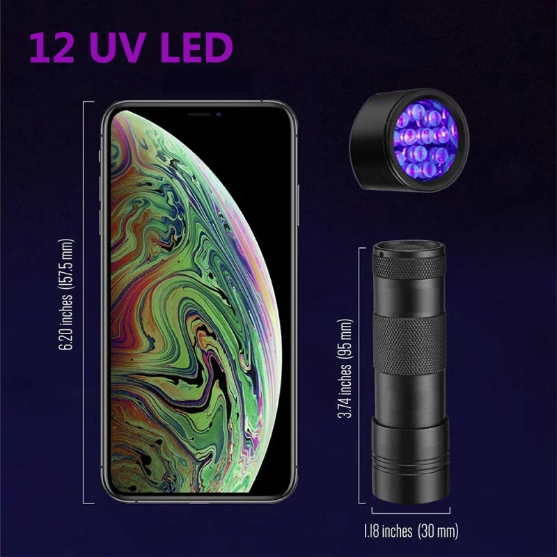 12/21/51 LED tragbare UV-Taschenlampe, Schwarzlicht, 395 NM, UV-Taschenlampe, Schwarzlicht-Detektor für Hundeurin, Haustierflecken und Bettwanzen