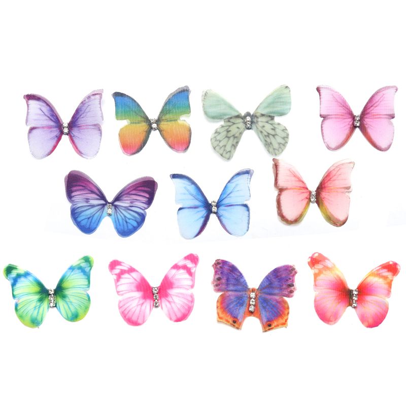 Apliques de mariposa de tela de Organza de Color degradado, 38Mm, mariposa de gasa translúcida para decoración de , adorno de muñeca, 50 Uds.