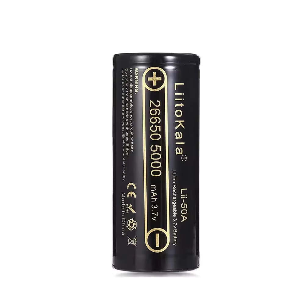 LiitoKala 3.7V 26650 5000mah Li-ion Rechargeable Battery For Strong Flashlight, Power batteries 20A Discharge Capacity: Beige