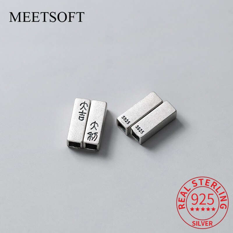 Meetsoft Sterling silber quadratische säulenanhänger Ich bin antiken chinesischen stil, ein paar, speziell für diy-halsketten, schmuckherstellung