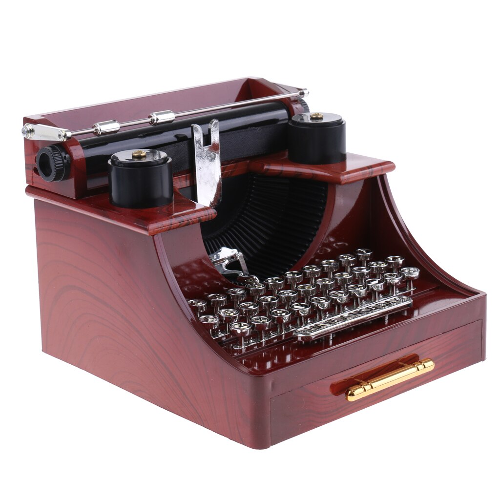 Ouderwetse Mechanische Schrijfmachine Muziekdoos Speelgoed Tafel Decor
