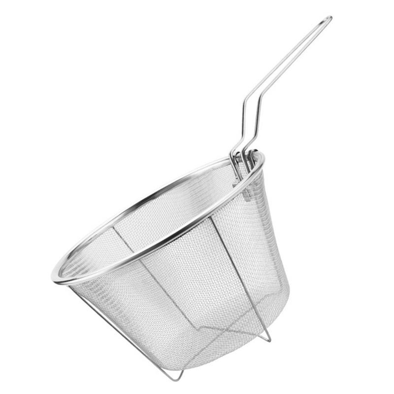 Stainless Steel Frying Basket Practical Folding Fried Basket Strainer Stainless Steel Frying Basket Collapsible Colander Fence: 18cm