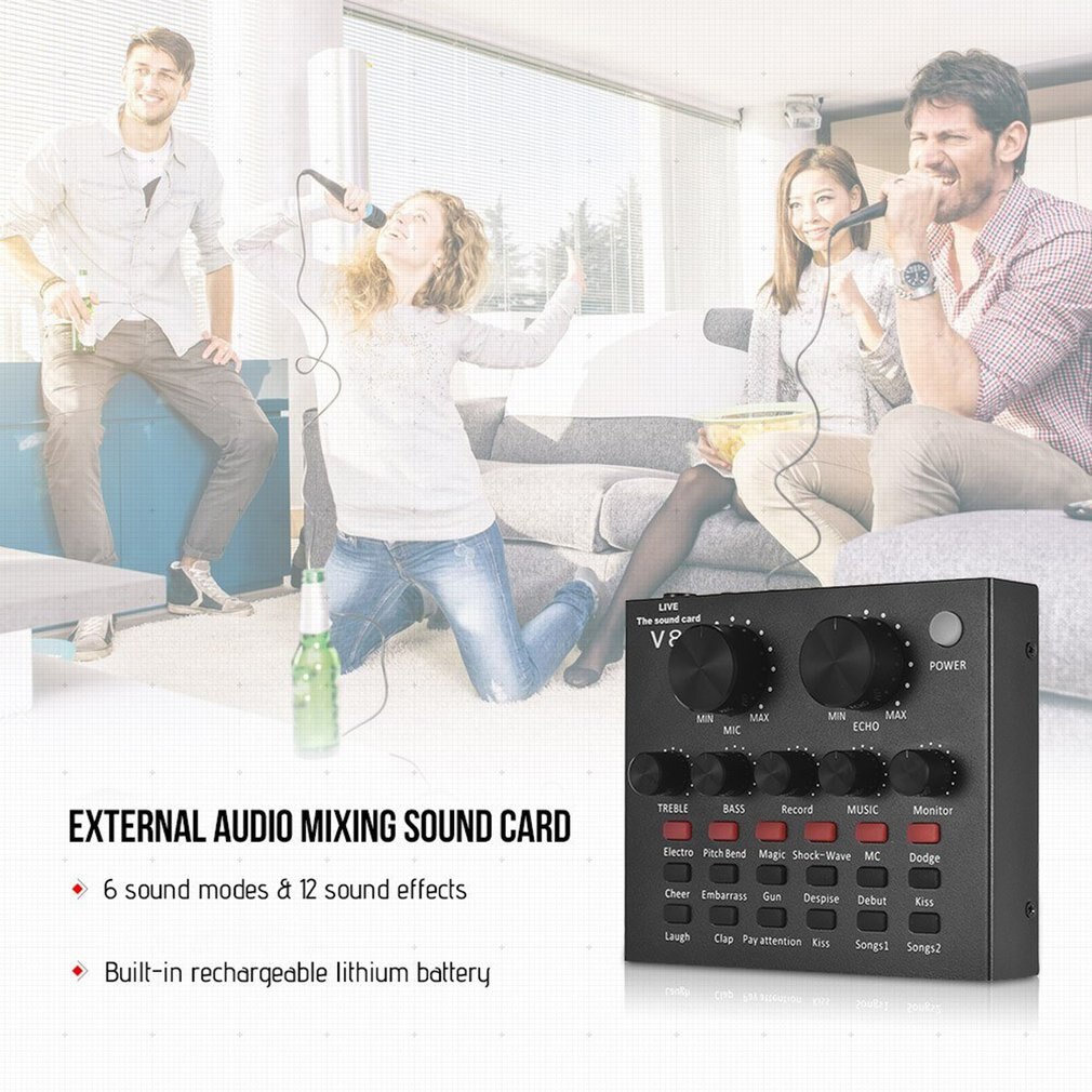 V8 Volledige Set Van Voice Recorder Computer Anker Microfoon Live Broadcast Apparatuur Draagbare Geluidskaart Set