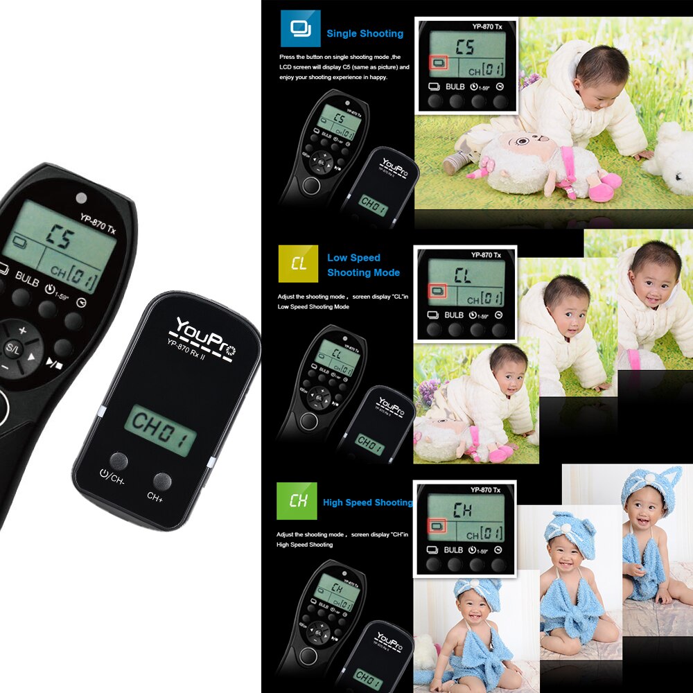 YouPro YP-870 II S2 Wireless Shutter Timer Remote for Sony HX300 HX50 HX60 RX100II a58 NEX-3NL a7 a7S a7SII a7RII a6300 a5000