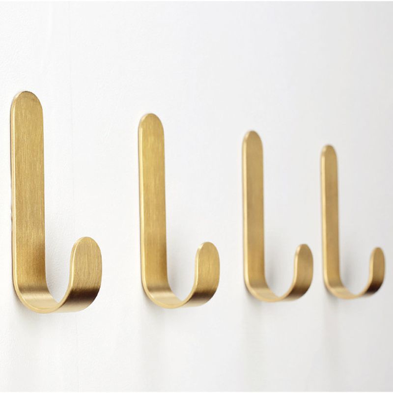 1Set J Vormige Messing Handdoek Hanger Wall Mounted Kapstok Rek met Lijm Thuis Keuken Badkamer Kleding Haken Houder