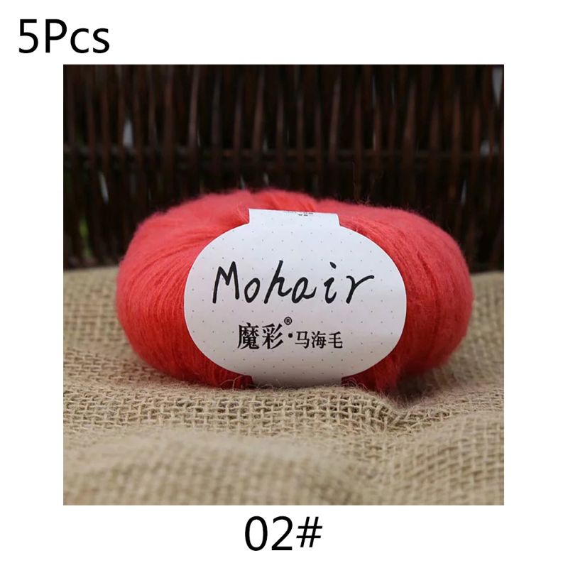 5 Rolls 125g Soft Thin Angola Mohair Yarn Fine Baby Wool Hand Knitting Crochet DIY Sweater Scarf Socks