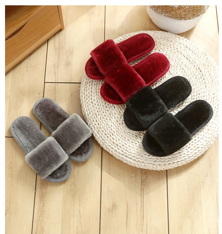 Faux konijnenbont sandalen slippers