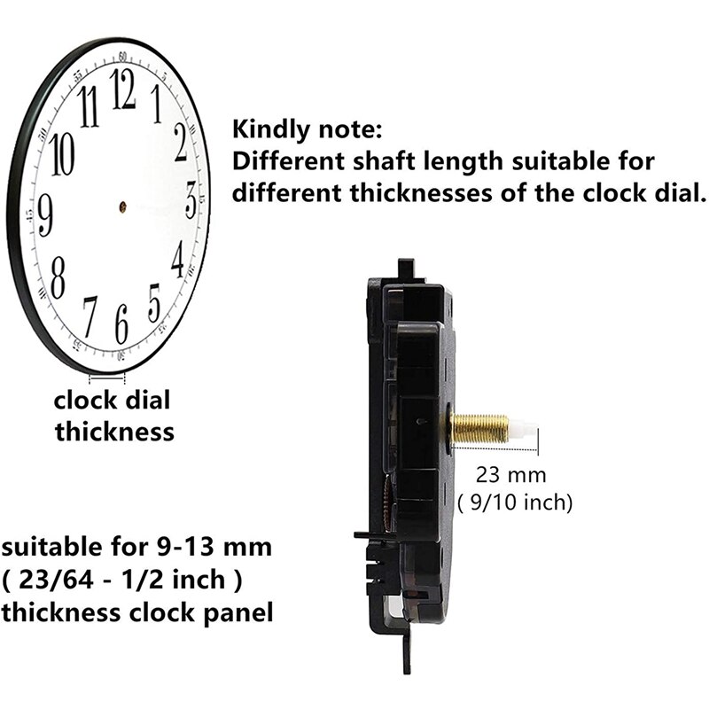 Quartz Pendulum Clock Movement Mechanism DIY Kit with 3 Pairs Different Hands for Wall Clock Repair Parts Replacement