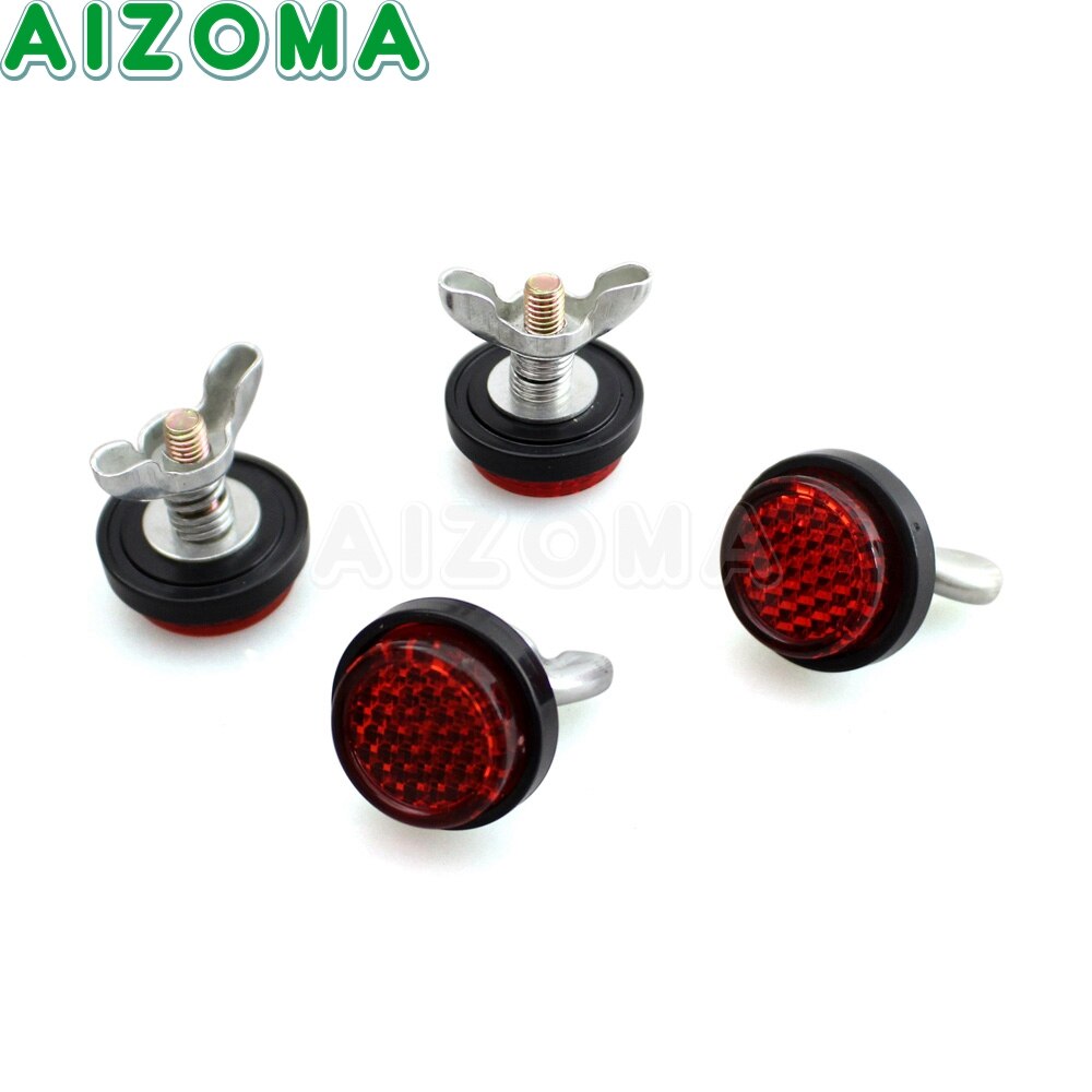 4 Stuks Motorcycle Red Veiligheid Reflectoren Mini Kenteken Plaat Reflector Met Montage Lente Universele
