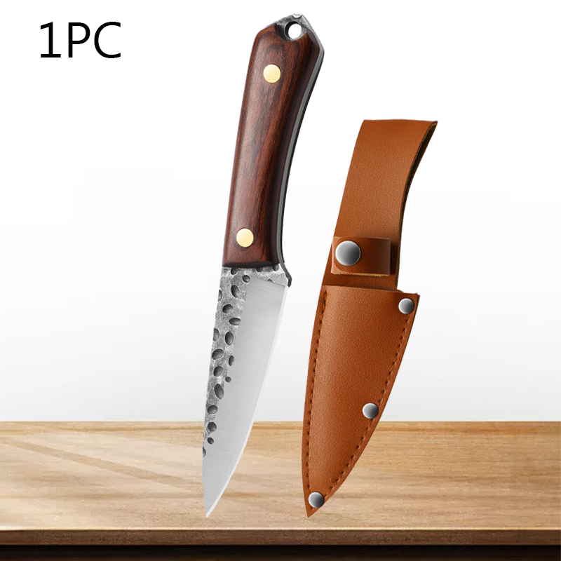 Faca de desossa de aço inoxidável faca de cozinha profissional faca japonesa cutelo de carne cutelo de osso forjando faca ferramentas de cozinha: Vermelho