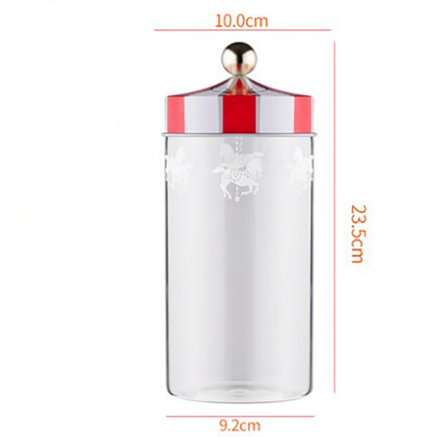Frascos de vidrio transparente para almacenamiento de latas selladas, caja sellada con carrusel, a prueba de humedad, para dulces, galletas y café, 1300/980/630ML: L