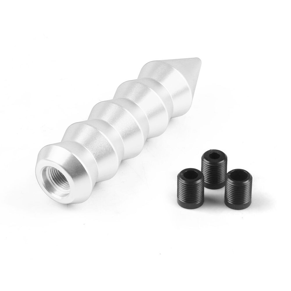 Universal Aluminum 146MM Gear Shift Knob Pointed End Cone Manual Transmission Shifter Lever Knob Gear Bamboo Style: Silver