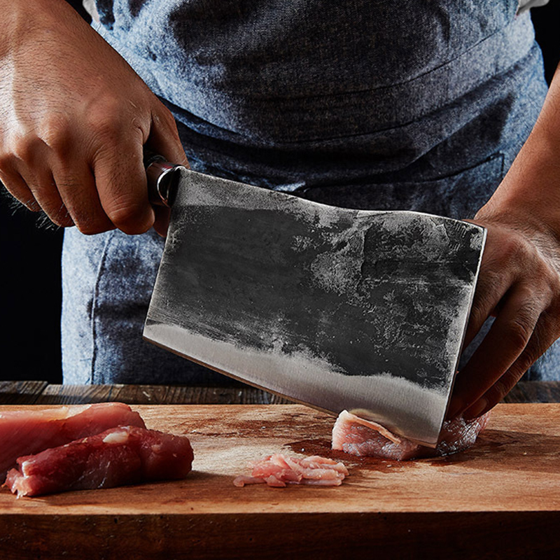 Gesmeed Volledige Tang Koolstofstaal Stijl Slagersmes Handgemaakte Keuken Hakken Chopper Huishoudelijke Visgraten Vlees Cleaver Voor Kip