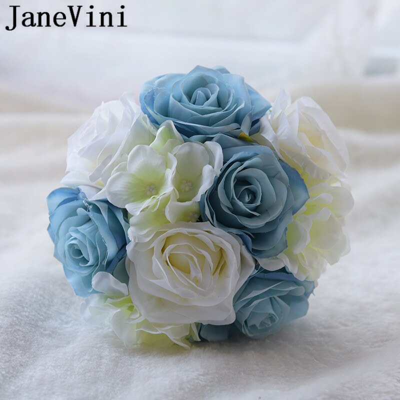 JaneVini A Buon Mercato Damigella D&#39;onore Bouquet Da Sposa 16cm Rosa Articielle Ortensia Peonia Damigelle D&#39;onore Spose Fotografia Piccoli Fiori