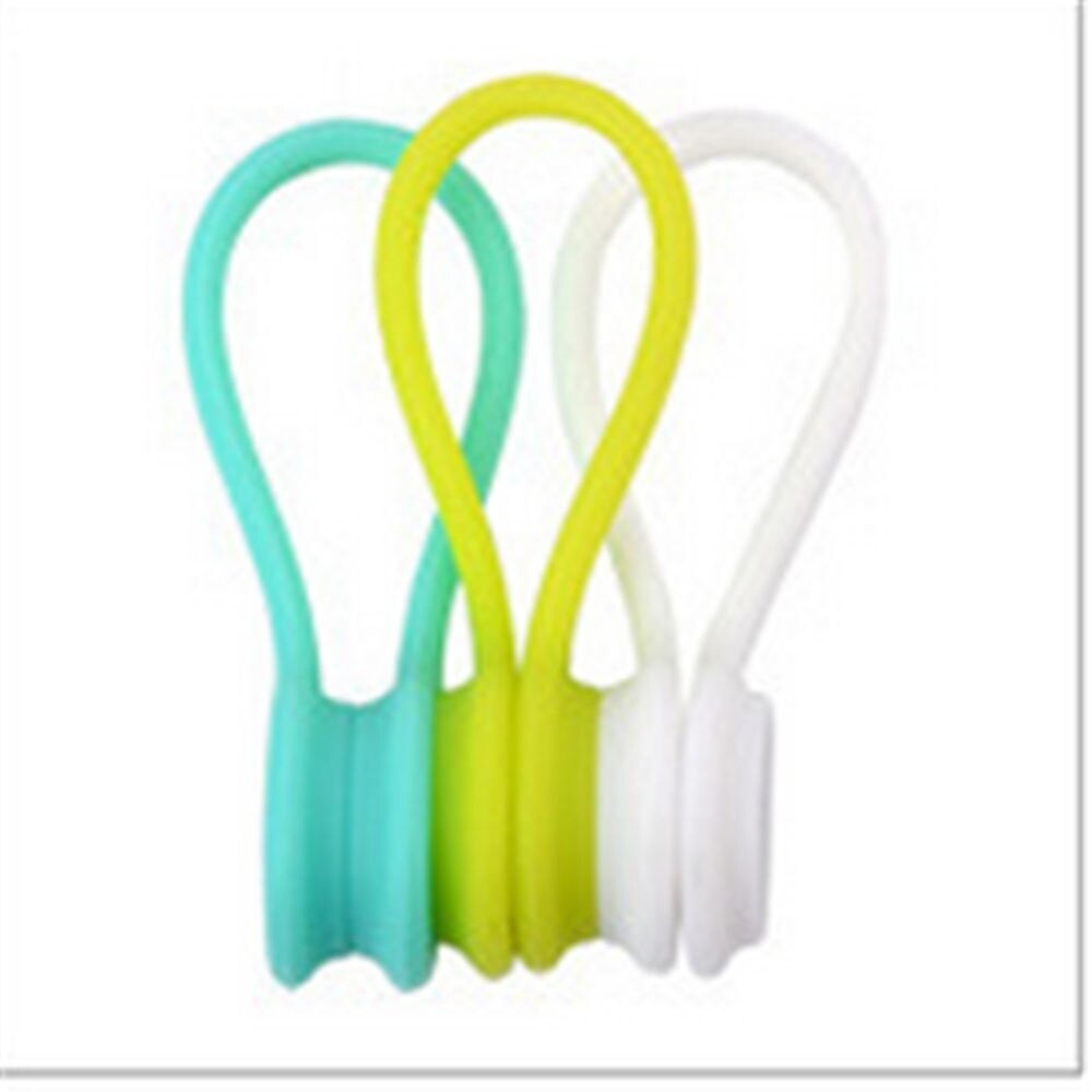 3 Pcs Kabel Organizer Zachte Siliconen Magnetische Kabelhaspel Cord Oortelefoon Opslag Houder Draad Organizer Voor Oortelefoon Datakabel: Blue Green White