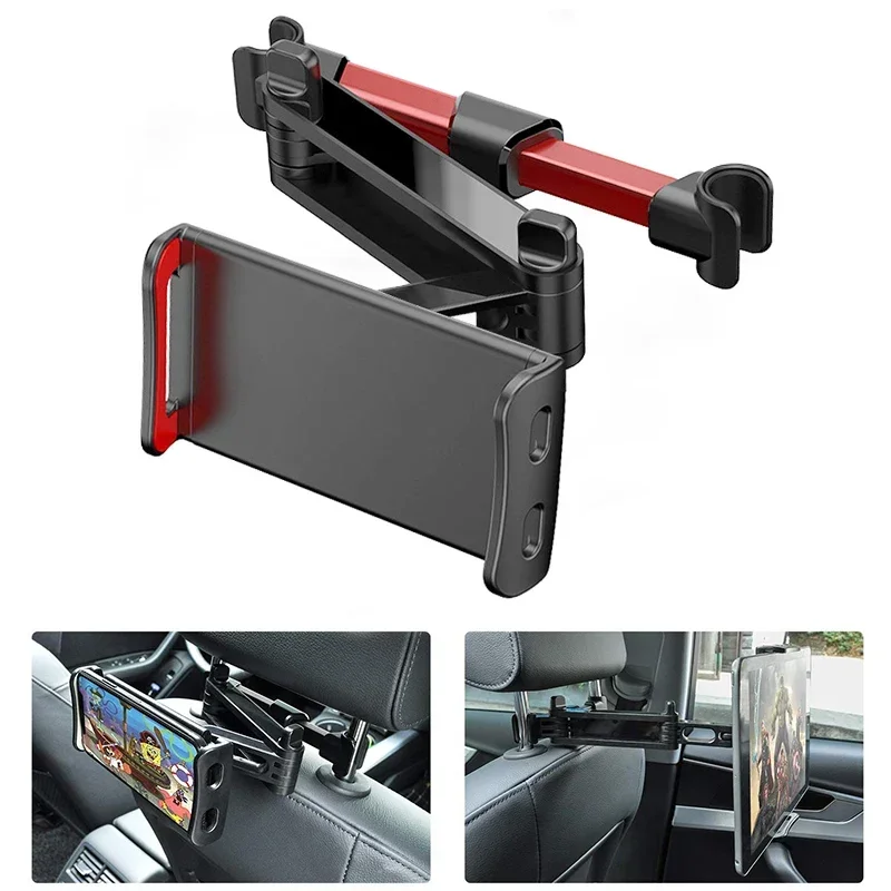 Tablethouder voor auto, iPad-hoofdsteunhouder voor tablet/ipad/telefoons Auto-tablethouder met 360° ° Roterend Verstelbaar