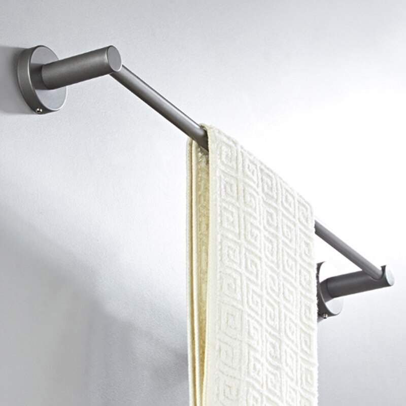 Ensemble d'accessoires de salle de bain gris en laiton, porte-brosse, rouleau de papier toilette, étagère à serviettes, douche, porte-savon mural, support pour sèche-cheveux: Single Towel Bar