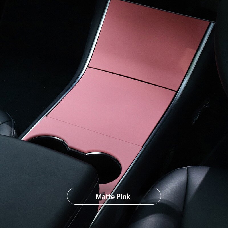 Car Central Control Panel Protective Patch for Tesla Model 3 Central Console Three Patch for Tesla Model 3/Y: Matte pink