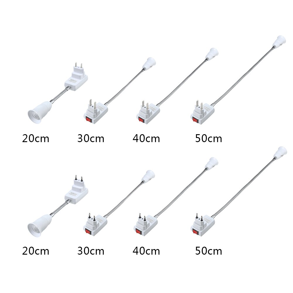 1pc e27 pære fatning tilslut adapter forlænger konverter væg base holder skrue fatning us / eu stik 20cm-50cm pære bpt